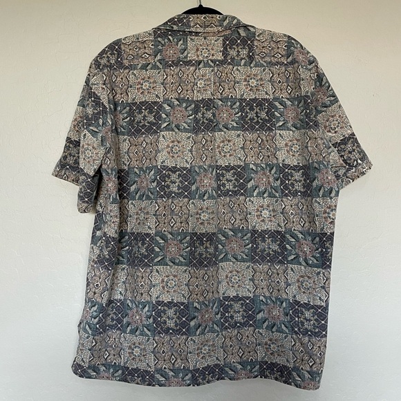 Reyn Spooner Mens Hawaiian Popover Shirt size large Blue Beige Reverse Print USA - Picture 6 of 10